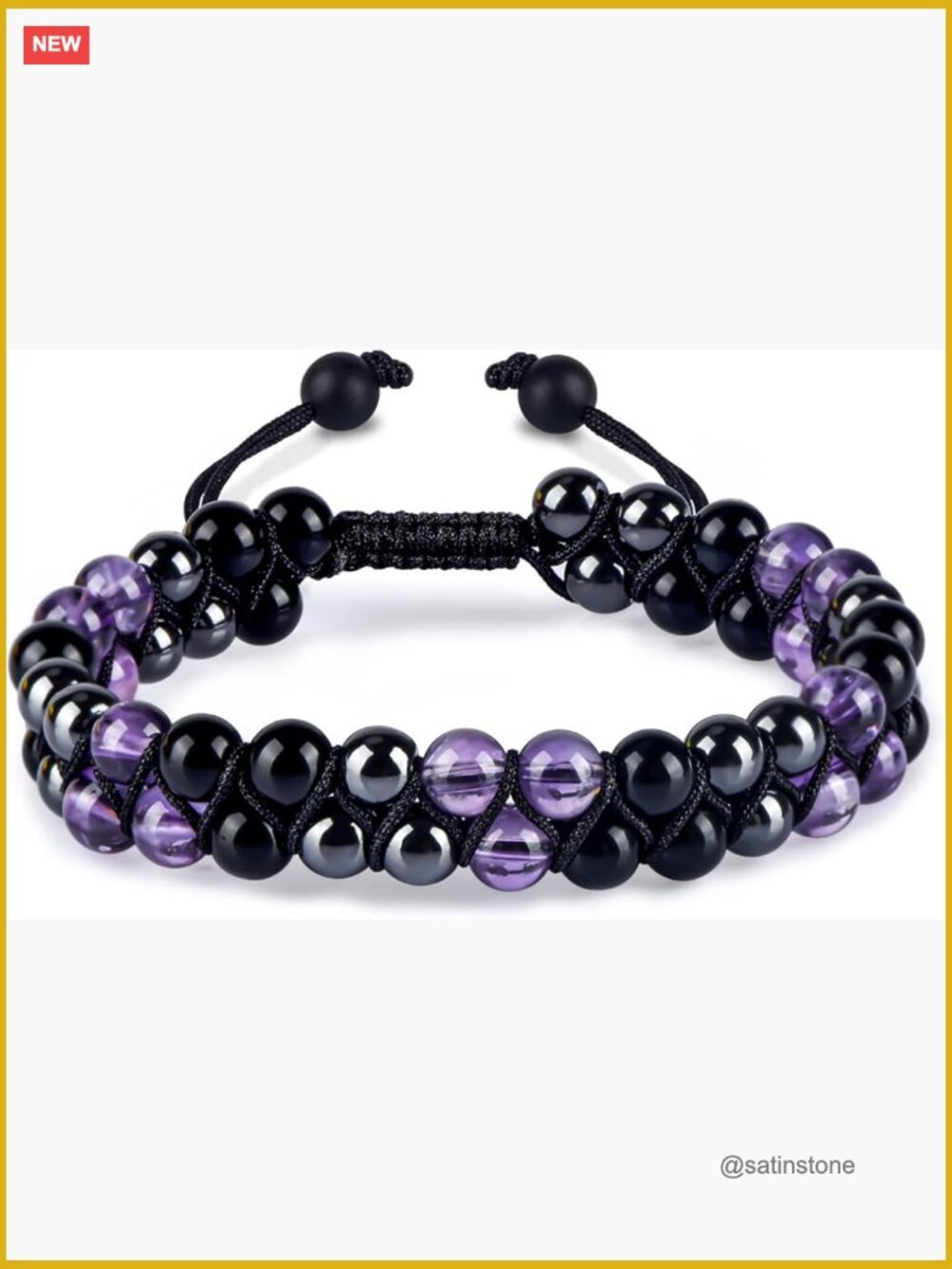Triple Protection Healing Crystal Bracelet Amethyst Black Obsidian Hematite 6mm